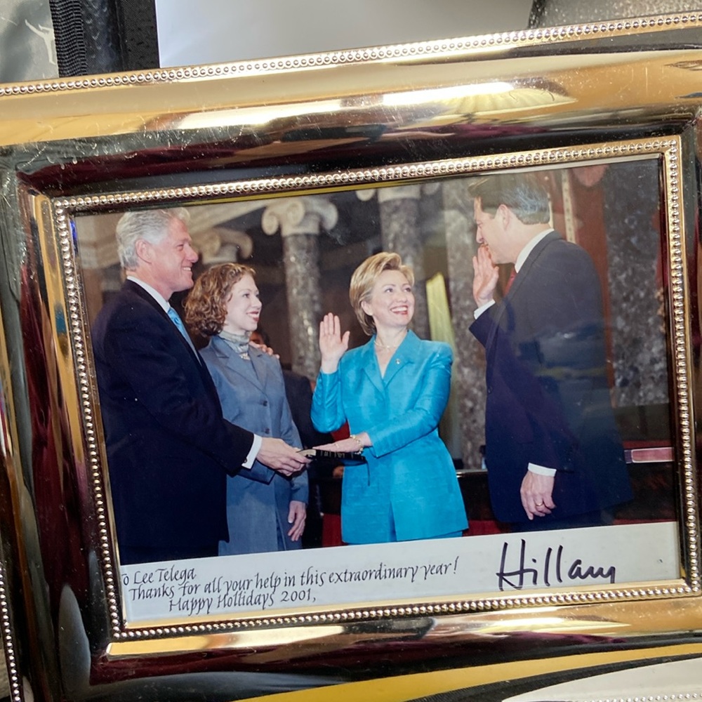 Color Photo of Clinton’s & Gore in gold color frame 11” x 13.25”